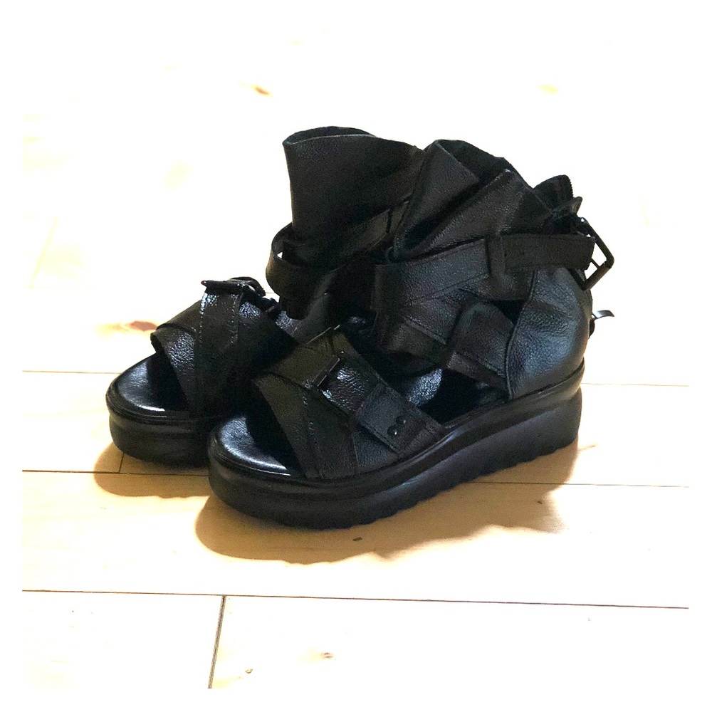 Faux leather platform sandals
